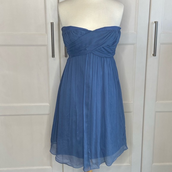J. Crew Dresses & Skirts - J Crew Blue Silk Chiffon Strapless Dress sz 8